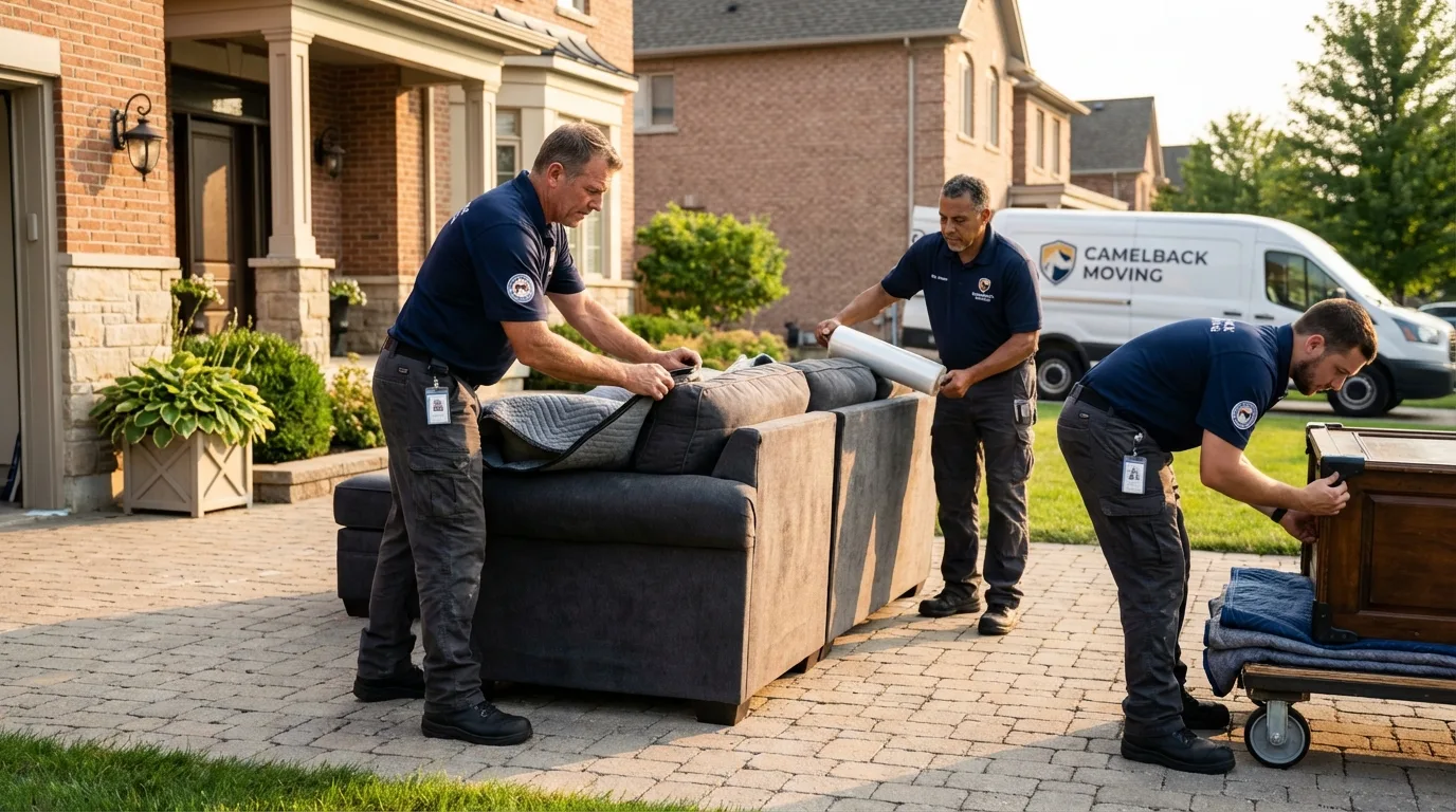 Large estate moving crew wrapping furniture in Ganado, AZ