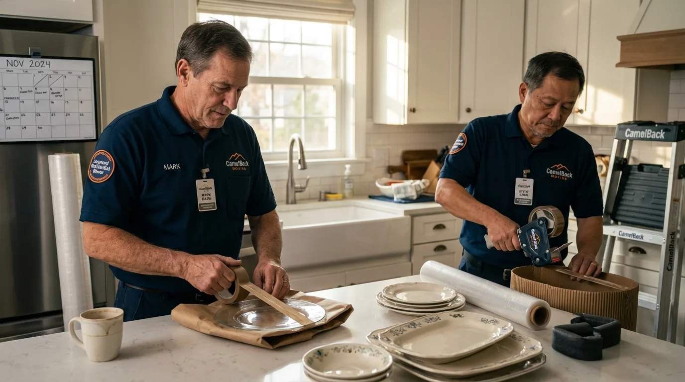 Professional crew packing kitchen dishware in Ganado, AZ